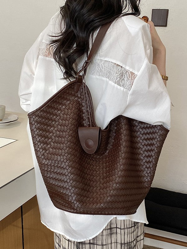 Large Capacity Vintage Woven Tote Bag product view 4 by EuroChic Tote