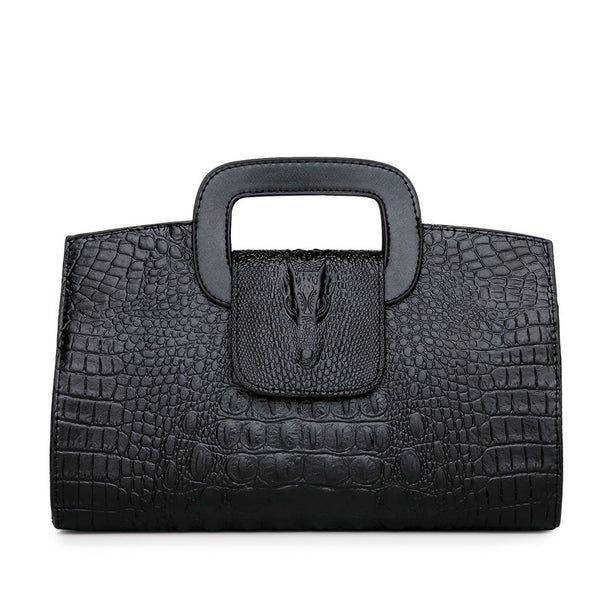 Crocodile-Embossed Clutch Crossbody Bag