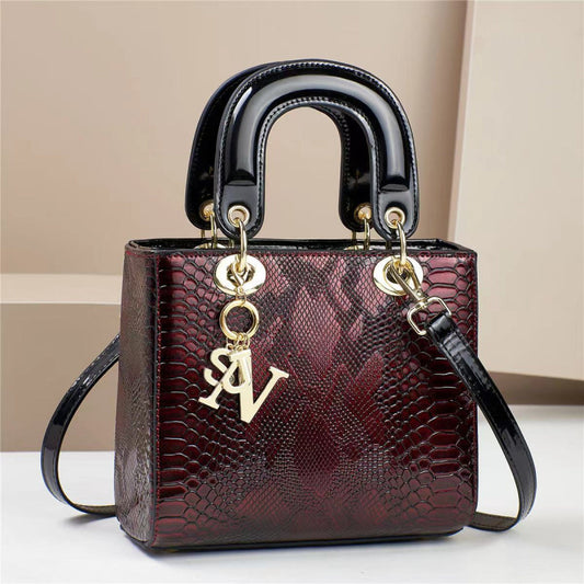 Lizard-Pattern Structured Satchel Bag by EuroChic Tote