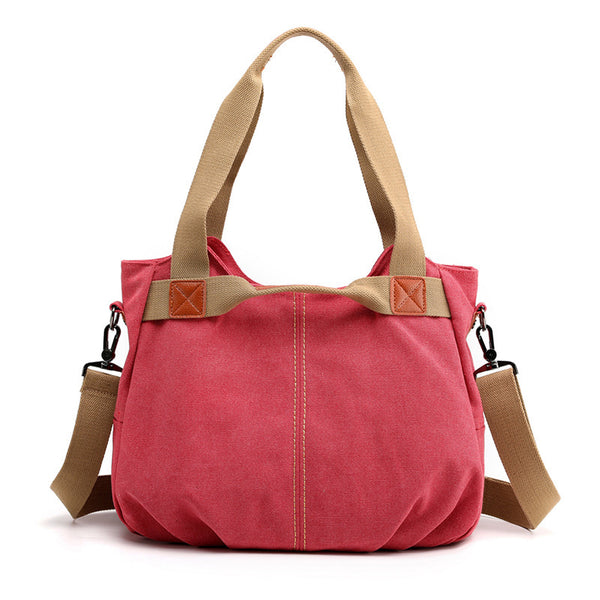 Large Canvas Shoulder Tote Bag with Crossbody Strap