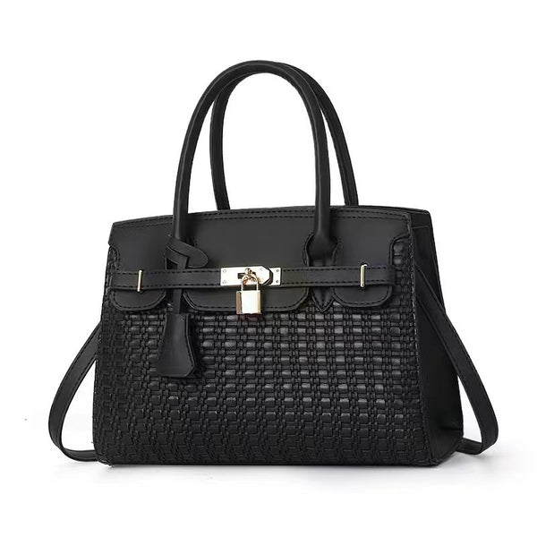 Textured Tote Handbag with Crossbody Strap