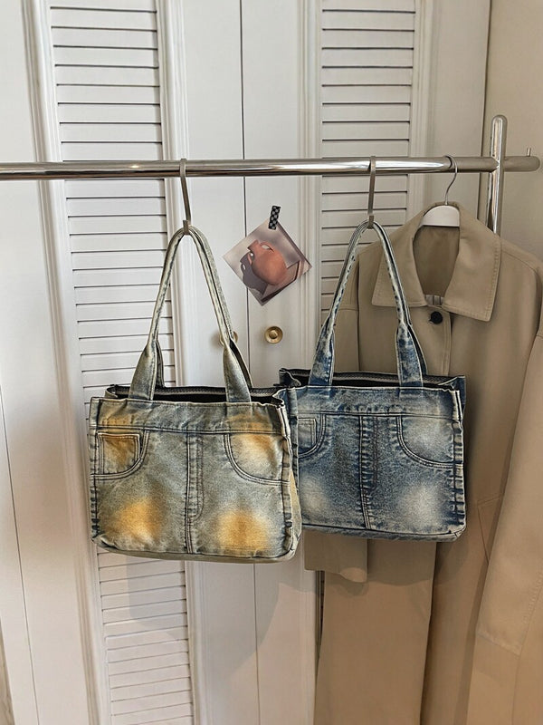 Large Capacity Convertible Vintage Denim Backpack Bag product view 4 by EuroChic Tote