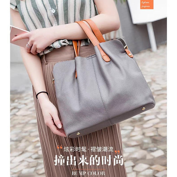 Colorblock Cool-Girl Shoulder Tote Bag