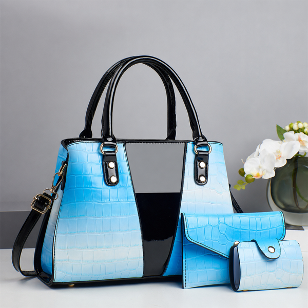 Elegant Crocodile-Embossed 3-Piece Handbag Set with Shoulder Bag and Wallet
