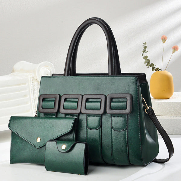 3-Piece Women’s Tote Bag Set with Matching Clutch and Mini Wallet