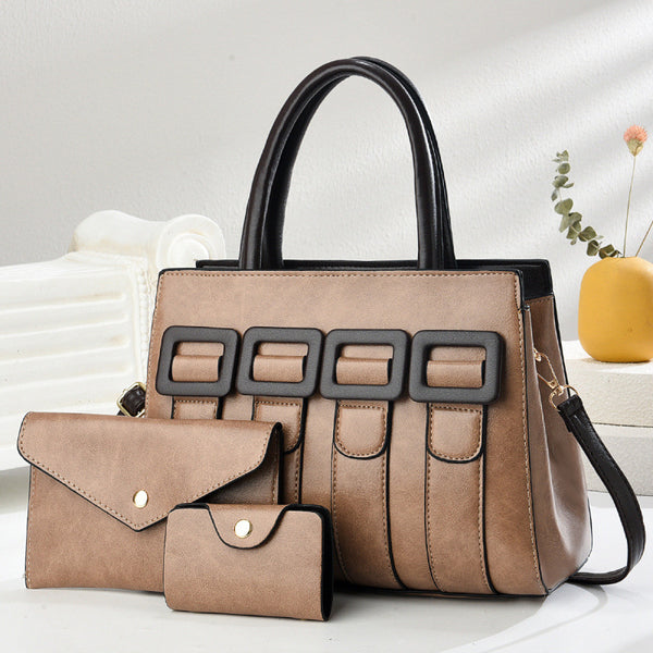 3-Piece Women’s Tote Bag Set with Matching Clutch and Mini Wallet
