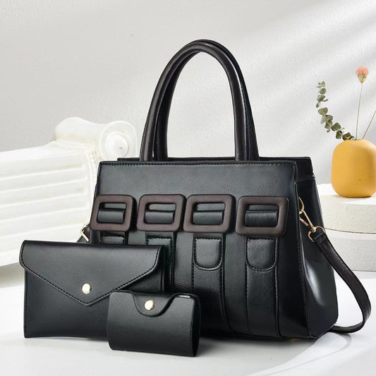 3-Piece Women’s Tote Bag Set with Matching Clutch and Mini Wallet