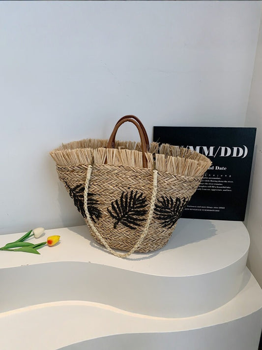 Seaweed Woven Large Capacity Beach Tote Bag by EuroChic Tote