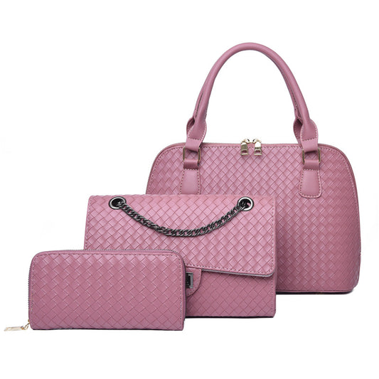3-piece woven texture handbag set by EuroChic Tote