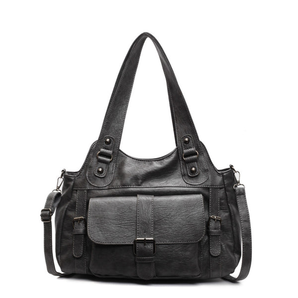 Vintage Soft Leather-Look Tote Shoulder Bag styled for everyday outfits