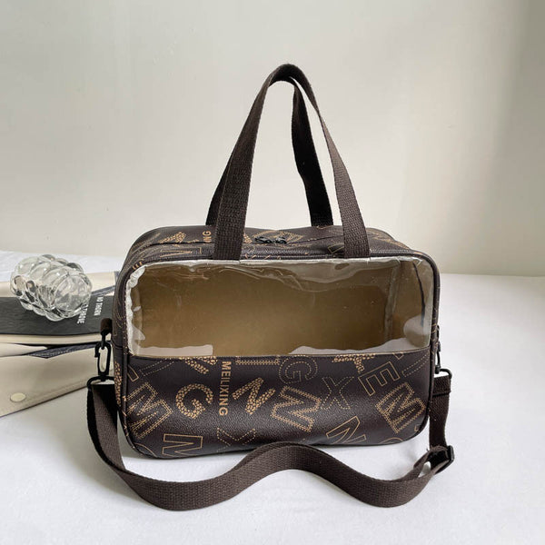 Colorblock Letter Print Large Capacity Shoulder Bag product view 3 by EuroChic Tote