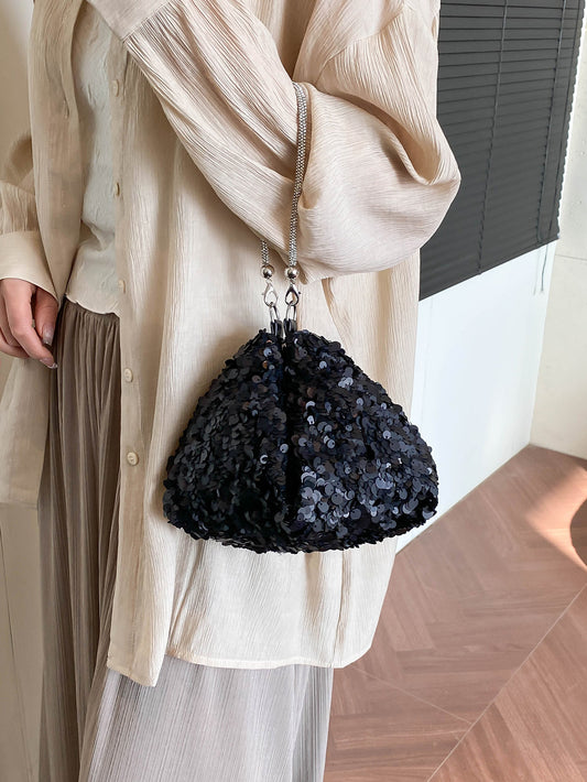 Diamond Sequin Evening Shoulder Bag by EuroChic Tote
