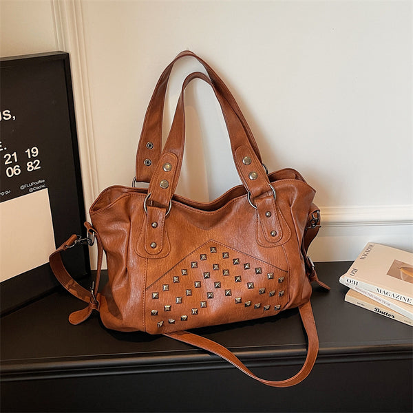 Retro Studded Motorcycle Shoulder Bag