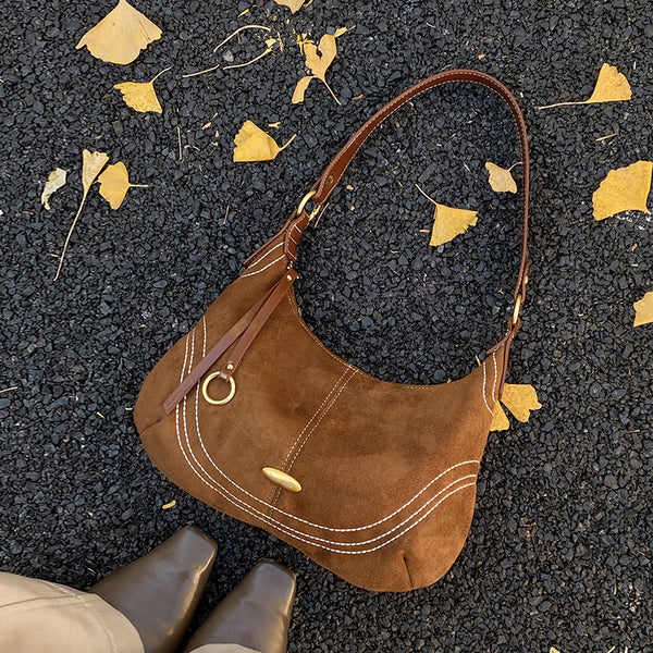 Retro Suede Shoulder Bag for Everyday Outfits