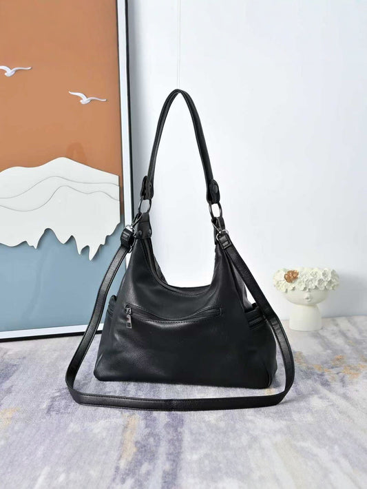 Black Skull Rivet Punk Large Capacity Tote Bag product view 2 by EuroChic Tote