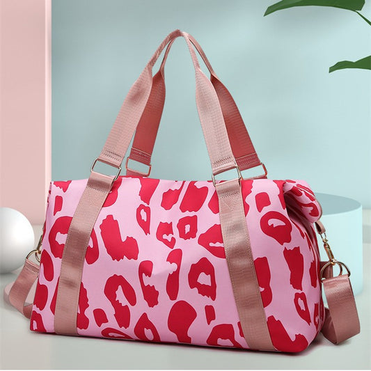 Cow Pattern Sports Travel Bag with Dry Wet Pocket color and carry view