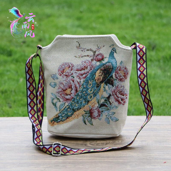Artistic Embroidered Canvas Phone Crossbody Bag product view 3 by EuroChic Tote