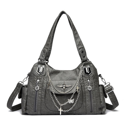 Large Capacity Vintage Chain Accent Leopard Print Tote Bag by EuroChic Tote