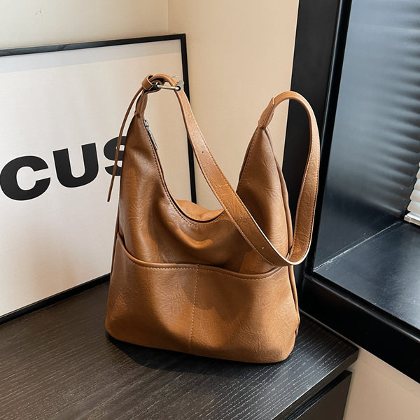 Solid Color Simple Large Capacity Shoulder Tote Bag product view 3 by EuroChic Tote