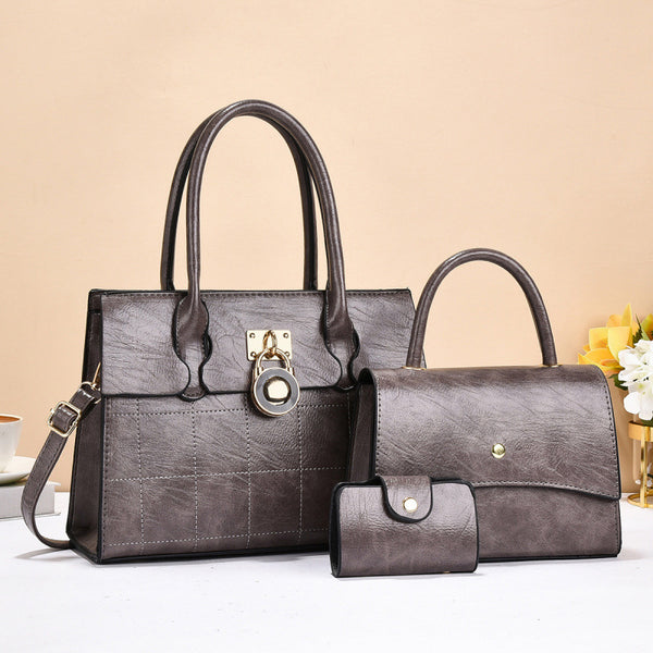 3-Piece Vintage Style Handbag Set with Shoulder Bag and Wallet