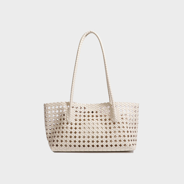 Commuter Korean Style Woven Tote Bag product view 3 by EuroChic Tote