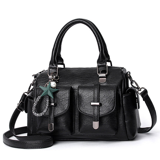 Tassel Soft Leather-Look Shoulder Bag by EuroChic Tote