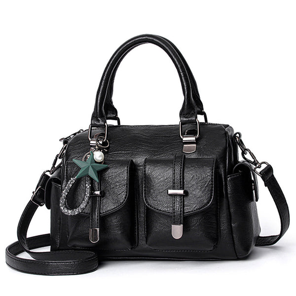 Tassel Soft Leather-Look Shoulder Bag