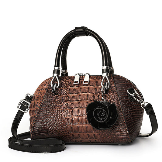 Crocodile Pattern Shell Shoulder Bag by EuroChic Tote