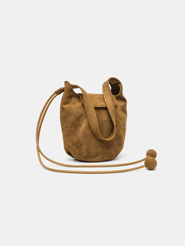 Frosted Suede Pumpkin Bucket Bag product view 4 by EuroChic Tote