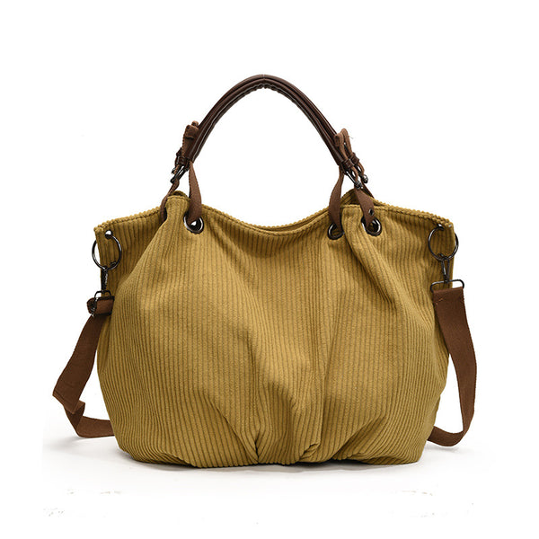 Two-Tone Corduroy Tote Shoulder Bag product view 7