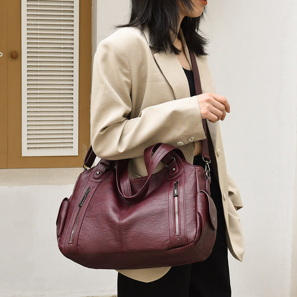 Vintage Soft Hobo Shoulder Bag with Crossbody Strap