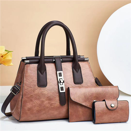 3-Piece Color-Block Vintage Shoulder Bag Set by EuroChic Tote