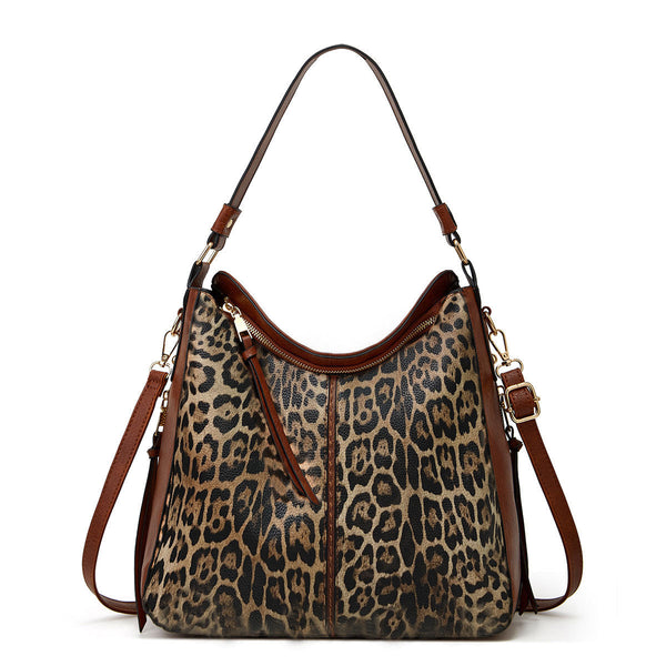 Large Capacity Vintage Leopard Print Tote Bag product view 4 by EuroChic Tote