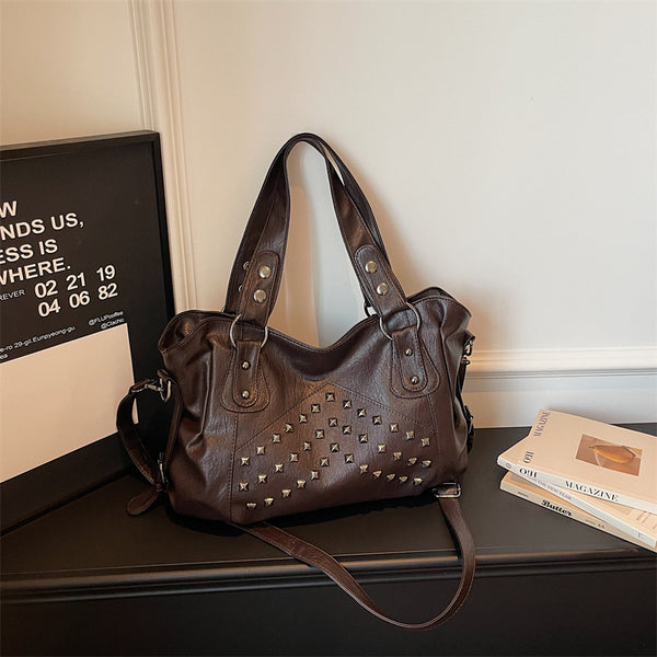 Retro Studded Motorcycle Shoulder Bag