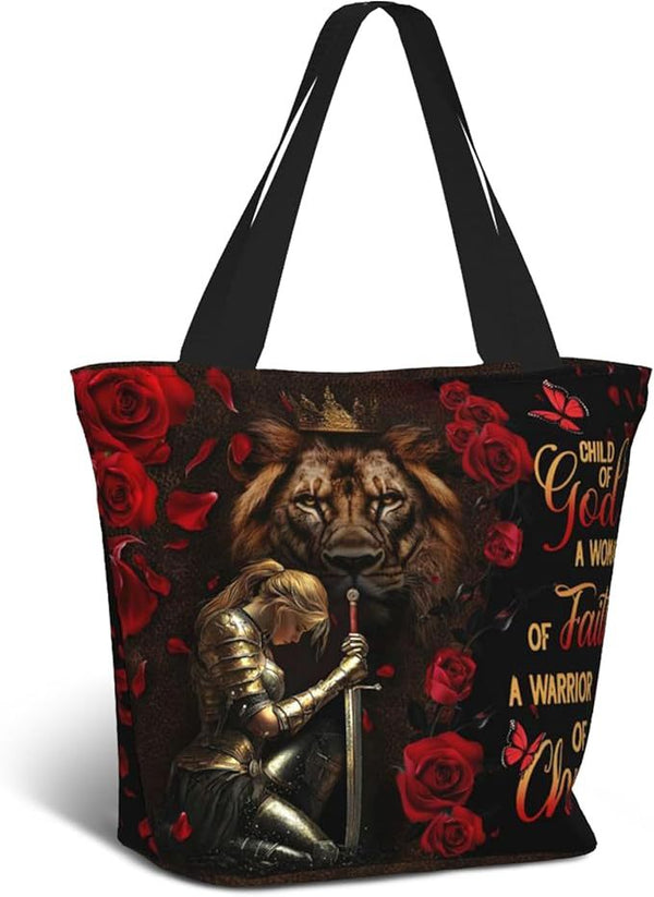 Large Graphic Tote Bag for Women - Cow, Faith & Sunflower Prints