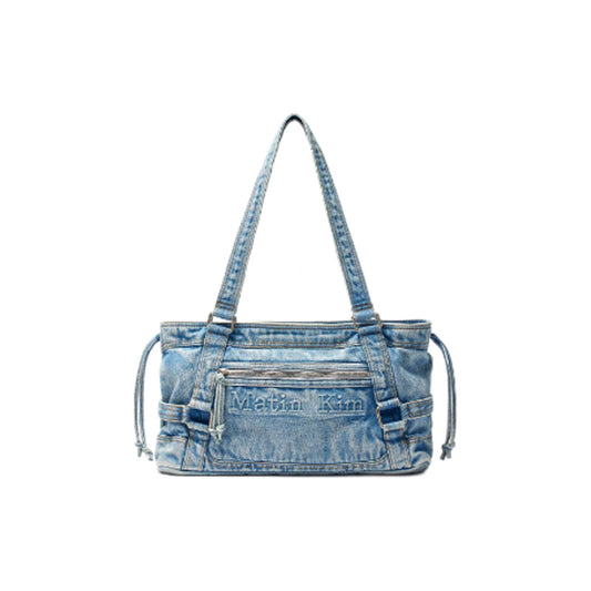 Vintage Korean Style Denim Tote Bag product view 2 by EuroChic Tote