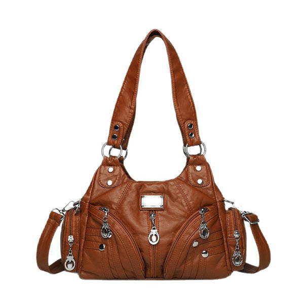 vintage washed leather-look hobo shoulder bag product view 4