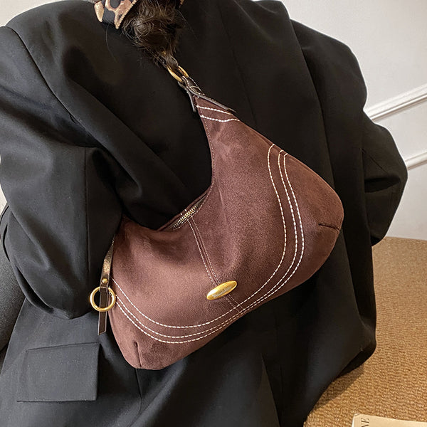 Retro Suede Shoulder Bag for Everyday Outfits product view 4
