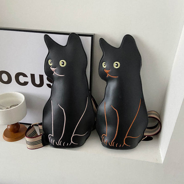 Cute Cat Embroidered Crossbody Chest Bag styled for everyday outfits
