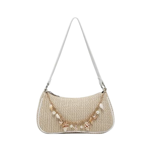 Chain Accent Woven Underarm Bag