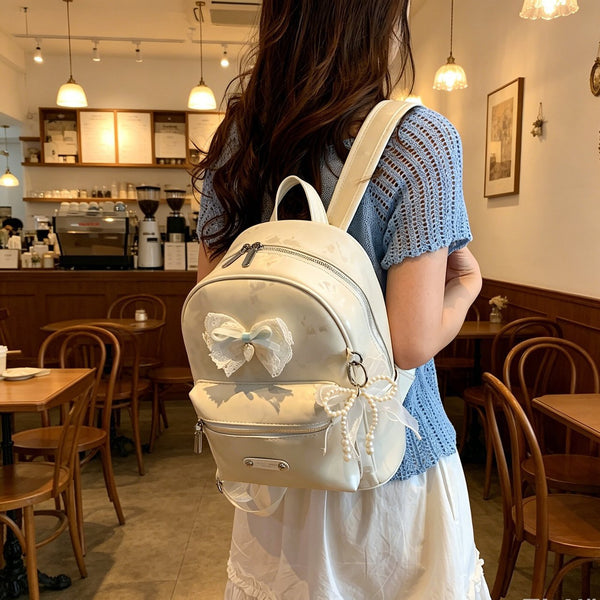 Korean Style Bow Accent Backpack Bag