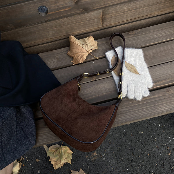 Vintage Suede Crescent Bag